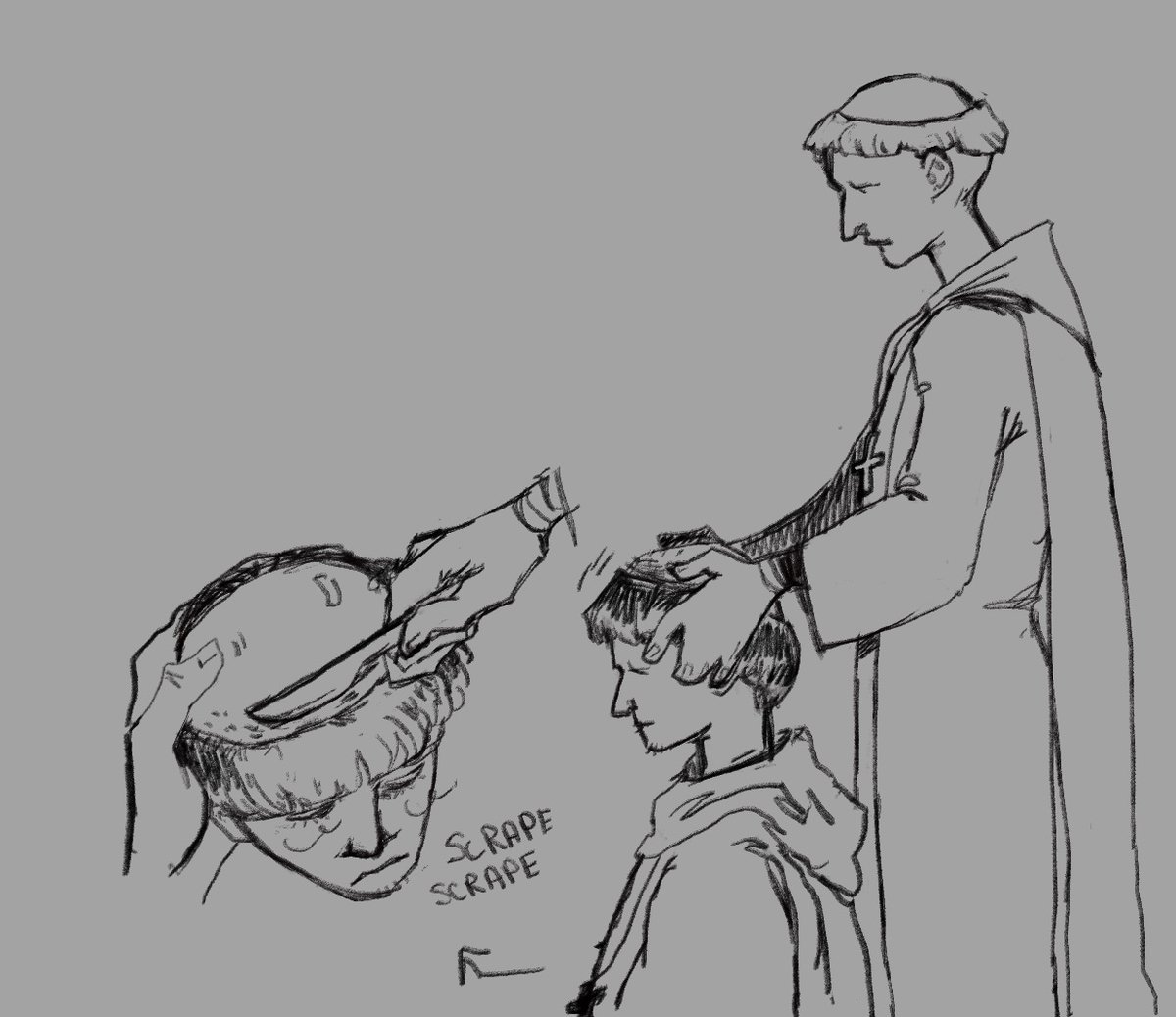 medieval shaving with the friars