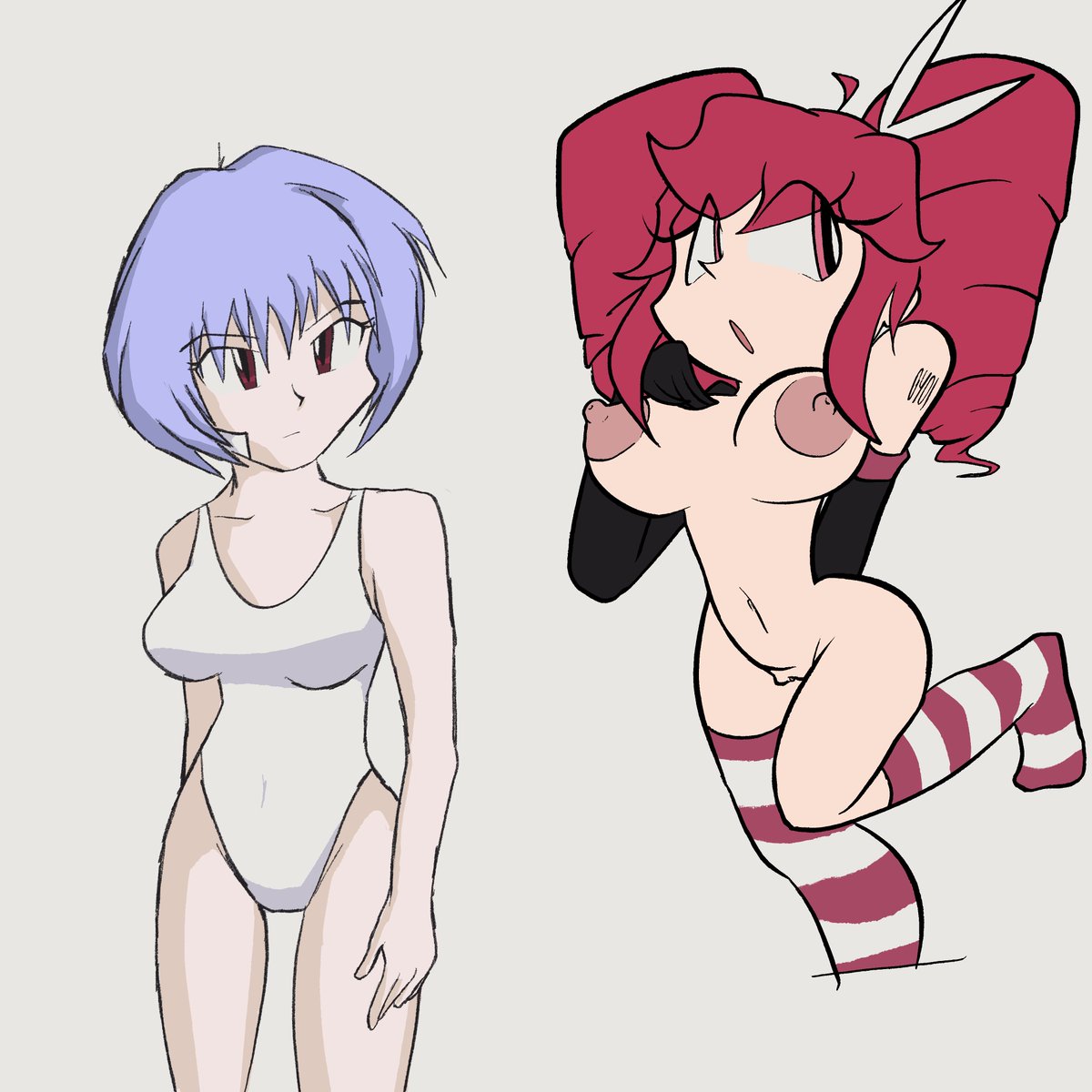 together at last..?

(Drew Rei because style practice. Again asking people to give me other characters to draw with their boobs out, yo!)