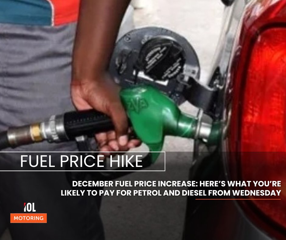 IOL's tweet image. After a relatively stable year for fuel prices, South Africans will have to dig a little deeper in December, with petrol and diesel prices set to increase. @IOLmotoring
#motoring #December #petrol #diesel #fuel #price #increase
Read on tinyurl.com/yxu4r4s5