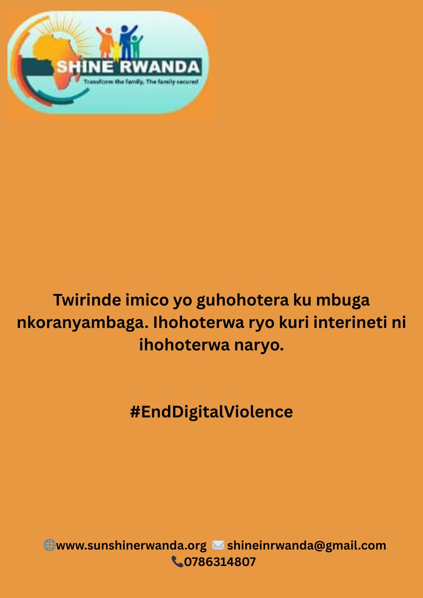 Twese dufite uruhare mu guhesha agaciro umutekano wo kuri murandasi. Dukumire imico mibi yose itera ihohoterwa ryo kuri interineti, duharanire ko urubuga rwa buri wese ruba ahantu hatekanye kandi hubahiriza uburenganzira bw’abantu bose.
#EndDigitalViolence
#SafeOnlineSpaces