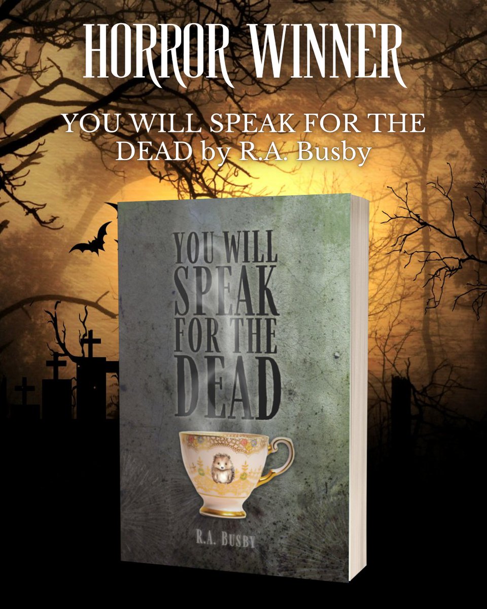 SpecAwards's tweet photo. The winner in the horror category for the 2025 Small Spec Book Awards is YOU WILL SPEAK FOR THE DEAD by R.A. Busby (@StelliformPress)!

#SSBA #SSBA2025 https://t.co/yKz2iJ4bs1