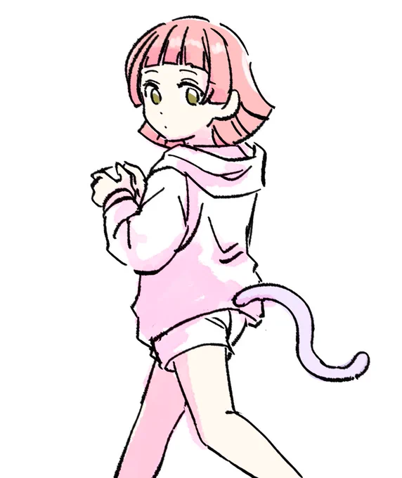 パーカー描いたら確かにこれだったわ感出てきた…!尻尾もあったよね(生えてる場所は不明)
