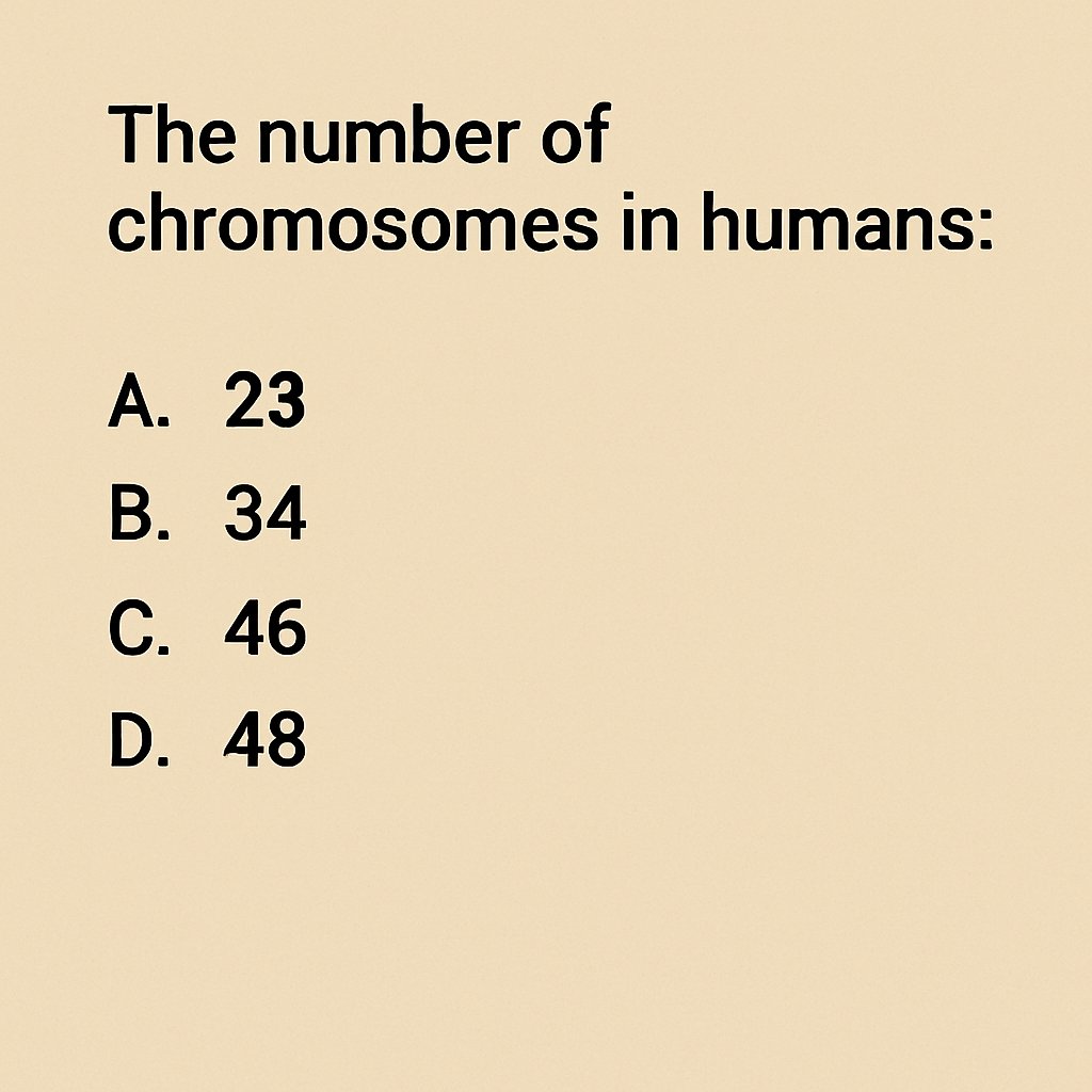 cematerial's tweet image. General Knowledge🔔🔔🔔:

The number of chromosomes in humans:

#Generalknowledge #UPSC #SSC #RRB #CompetitiveExams #BPSC #UPSCPrelims2026