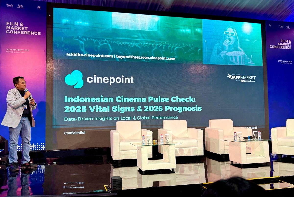 cinepoint_'s tweet photo. This noon at JAFF Market’s Industry Outlook,

@bicaraboxoffice is sharing recap & insights as Indonesia enters a decisive new phase from once fragmented to SEA’s fastest-growing screen market, powered by strong local hits and rising investor confidence.