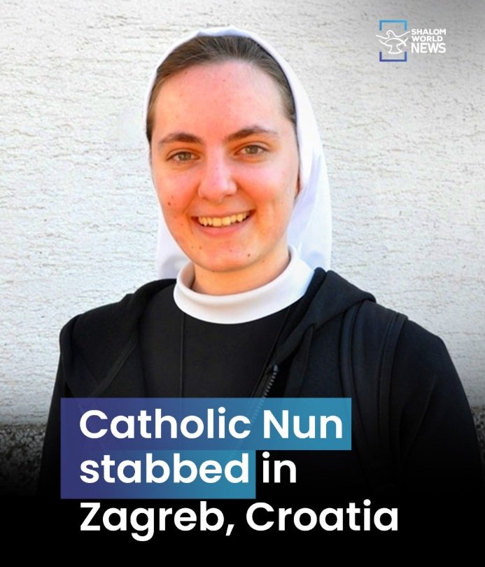 SwPrayer's tweet image. Let us offer one Hail Mary for the speedy recovery of Sr. Marija Tatjana Zrno, who was stabbed by a migrant in Zagreb, Croatia, on 28 November 2025. Please comment “Amen” as a response. #OneHailMaryCampaign