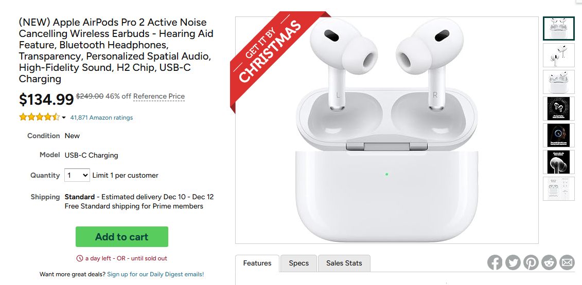 NEW) Apple AirPods Pro 2 Active Noise Cancelling Wireless Earbuds