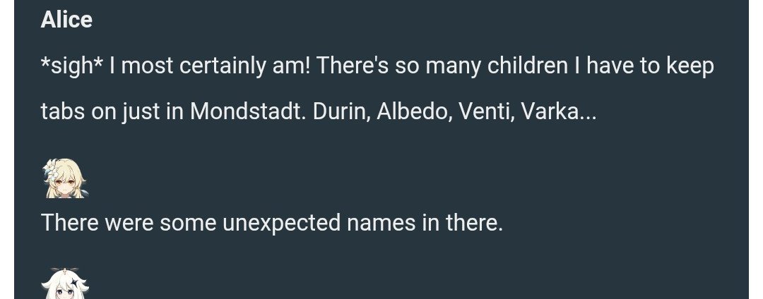 maomaolou's tweet image. // genshin spoilers 

Alice and venti friendship.. Im so happy