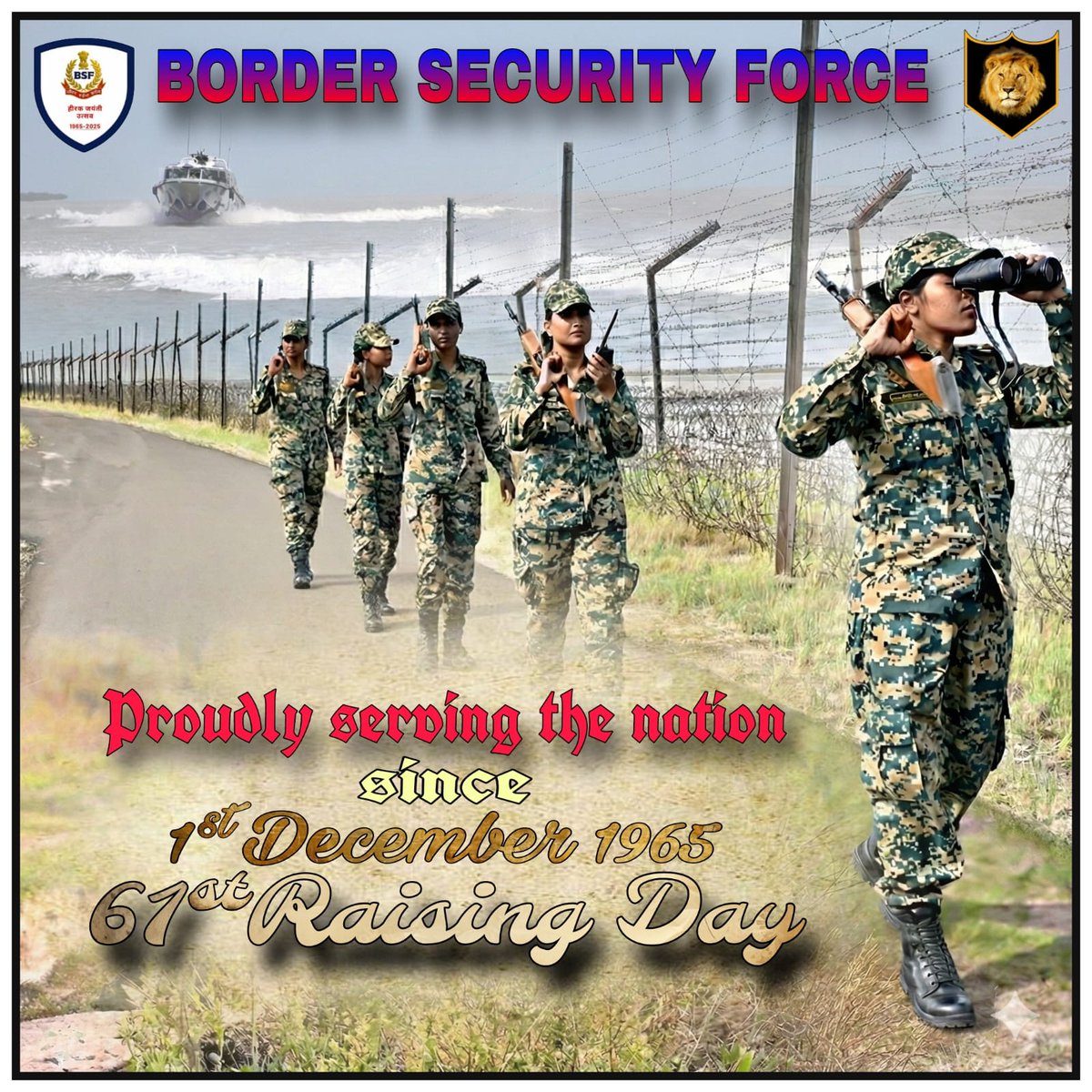 BSF_Gujarat's tweet image. On the 61st BSF Day, the Seema Prahari renew their unwavering resolve to safeguard Nation’s borders and uphold the spirit of nation-building.
#BSF
 #BSFAt61
#FirstLineofDefence
@PMOIndia 
@HMOIndia 
@CMOGuj