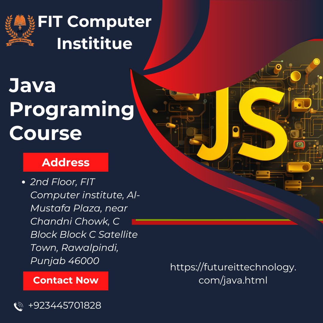 FitComputer's tweet image. Java Programing Course In Rawalpindi And Islamabad
futureittechnology.com/java.html
futureittechnology.com
Address: 2nd Floor, FIT Computer institute, Al-Mustafa Plaza, near Chandni Chowk, C Block Block C Satellite Town, Rawalpindi, Punjab 46000
Phone: 0344 5701828
#JavaCourseRawalpindi