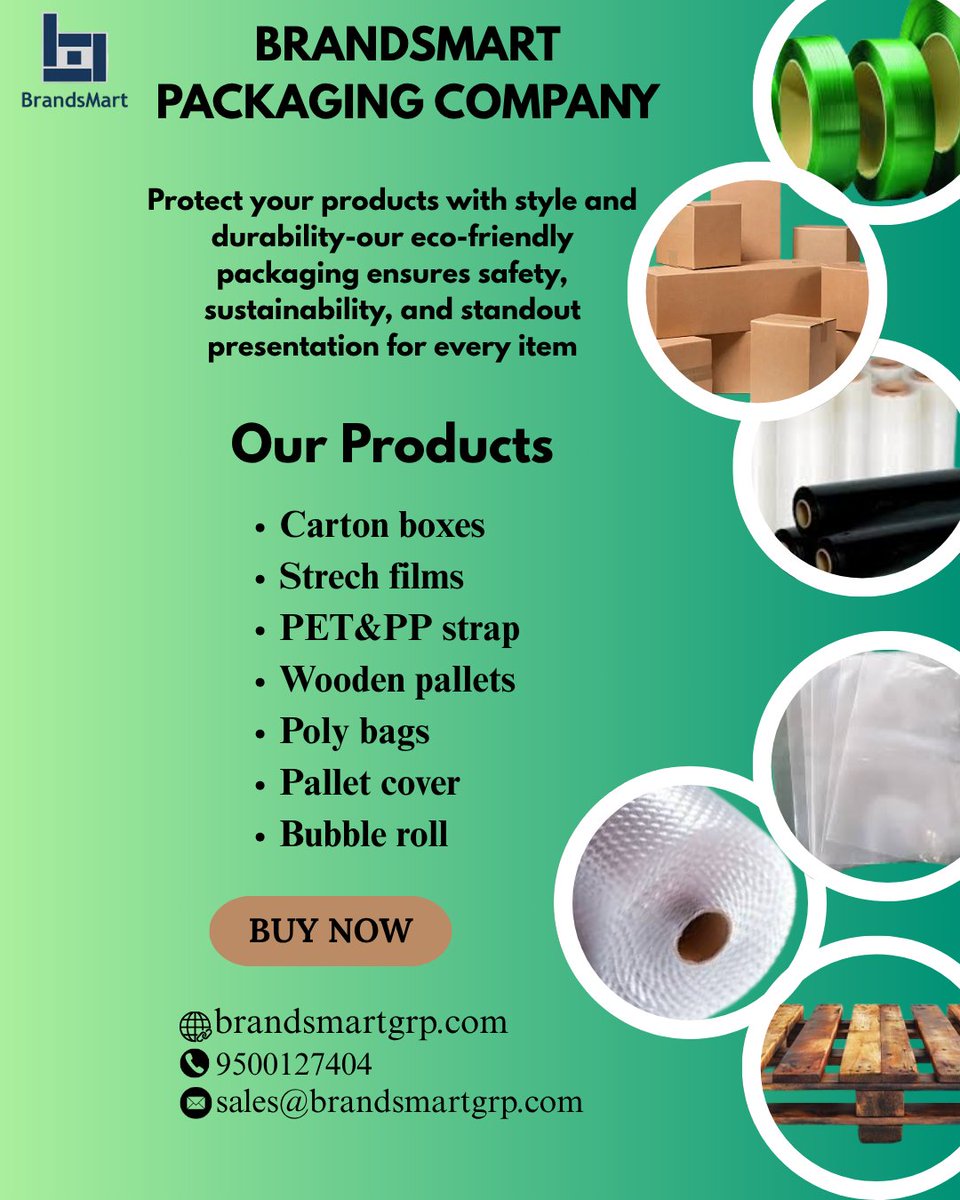 BrandsMartGrp's tweet image. 📦 Protect. Pack. Present. Perfectly!
From carton boxes to stretch films, our eco-friendly packaging keeps your products safe, stylish, and sustainable. Choose Brandsmart Packaging. 💚#BrandsmartPackaging #EcoFriendlyPackaging #SustainableSolutions #PackagingIndia #CartonBoxes