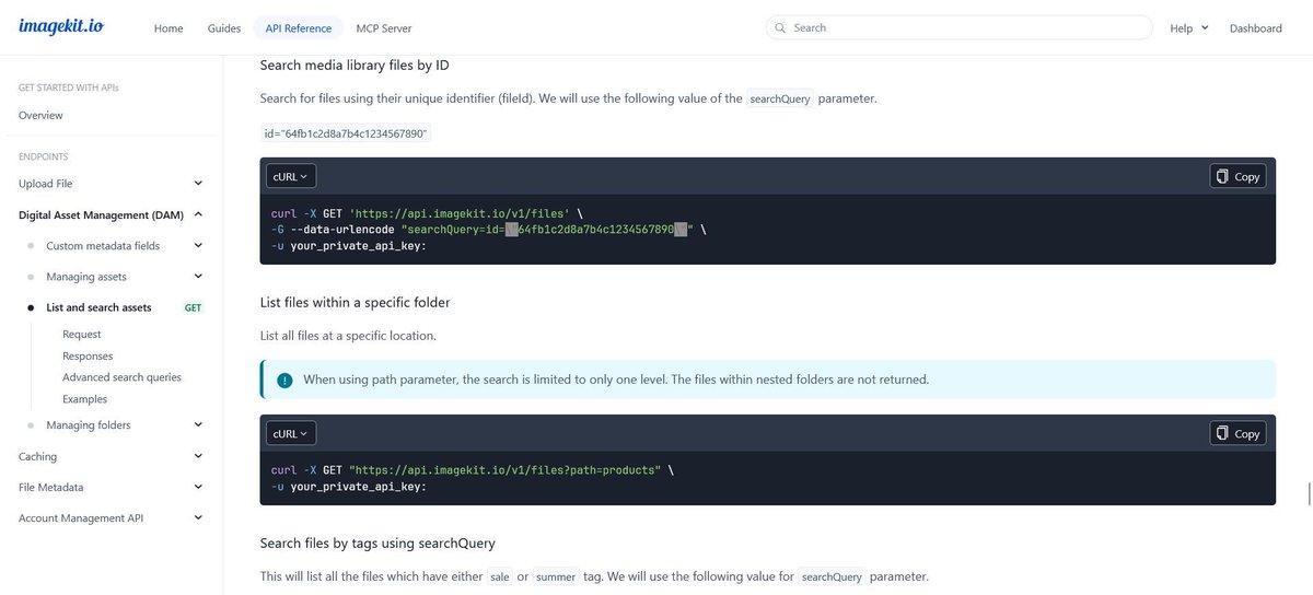 ImagekitIo's tweet image. You can now access your ImageKit files via their identifiers, File ID &amp;amp; Version ID, through the ImageKit API. 

This makes it easier to manage assets programmatically, automate lookups, track versions, and debug faster across workflows. 

Learn more - imagekit.io/docs/api-refer…