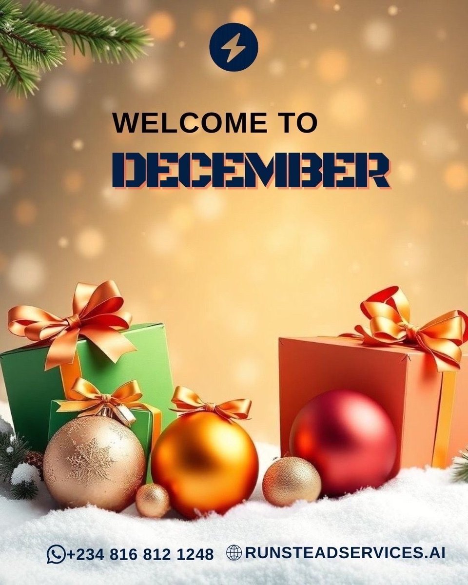 runsteadai's tweet image. Welcome to December! 🎄✨ The season of joy, love, and endless possibilities. Let’s make the most of this festive month! 🎁🌟 #DecemberVibes #FestiveSeason #RunsteadServices #CelebrateJoy