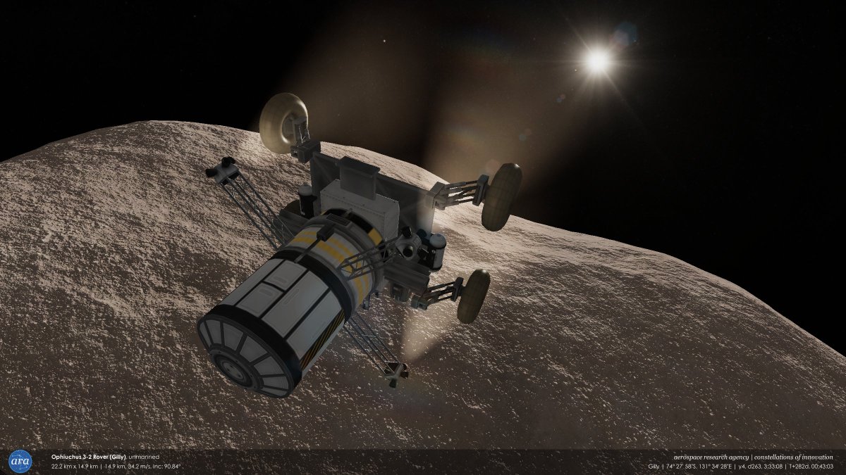 mikusingularity's tweet image. [ARA] Y4, D264 - The Ophiuchus 3 rover lands in Gilly&apos;s highlands