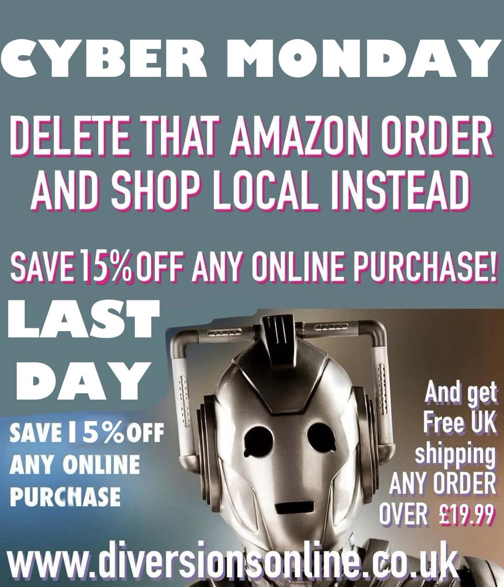 Diversions pop culture shop 
Last day of our online sale event !
Finishes at midnight tonight 
diversionsonline.co.uk