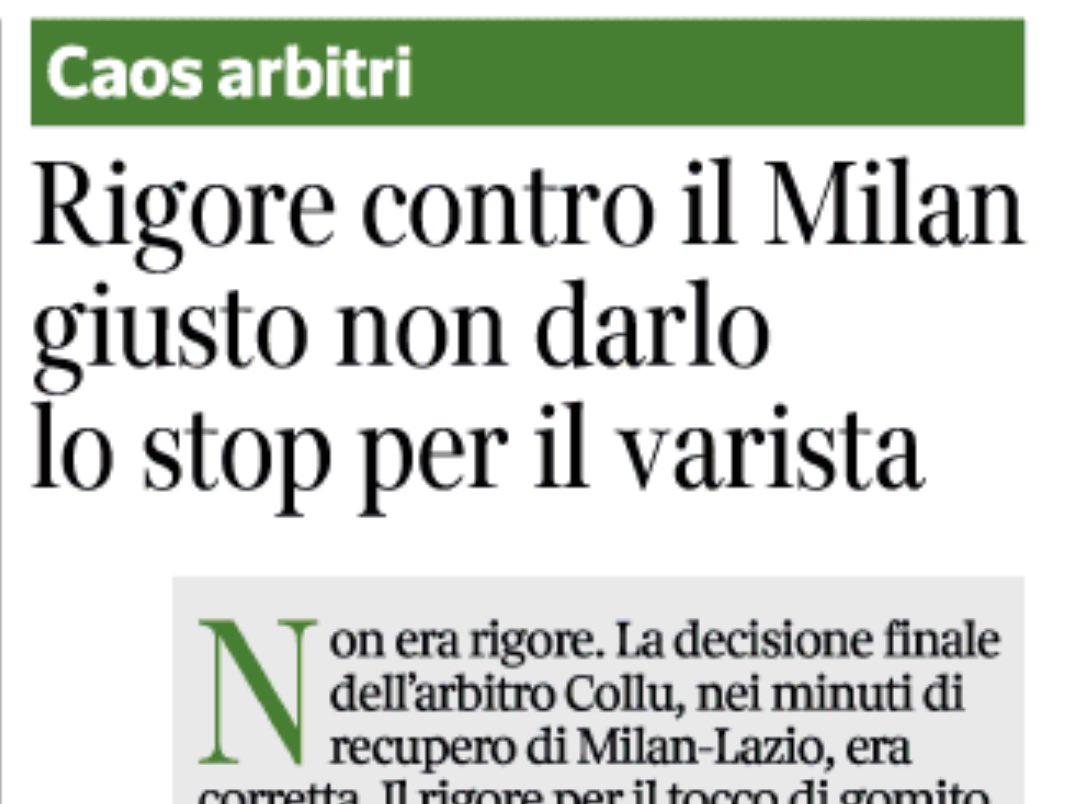 capuanogio's tweet image. Secondo i vertici arbitrali non era rigore per la #Lazio perché non c’era alcuna punibilità nel tocco di braccio di #Pavlovic. Il Var non doveva chiamare l’arbitro all’OFR e sarà fermato, ma non è piaciuta nemmeno la spiegazione data da #Collu perché non esiste alcun fallo sul…