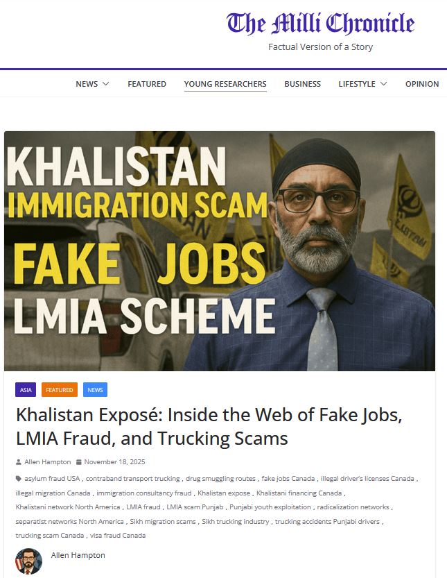 The Khalistani ecosystem in North America is no longer limited to protests or propaganda. It has morphed into a network of immigration fraud, fake job offers, dr*g routes, and de*dly trucking scams.

Sikh youth are lured from Punjab to the US &amp; Canada in the name of “employment,”