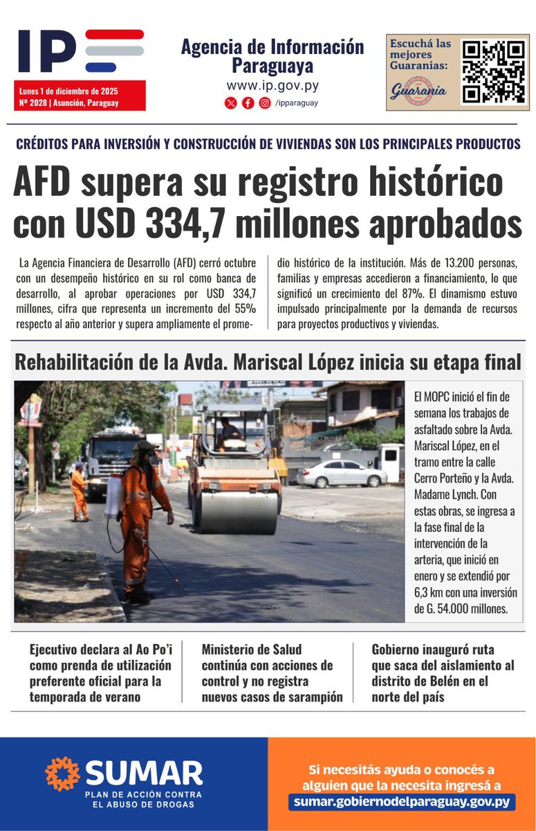 🗞 Compartimos los principales titulares de la <a href="/IPParaguay/">IP Paraguay</a>

💻📲Toda la información actualizada del día en ip.gov.py