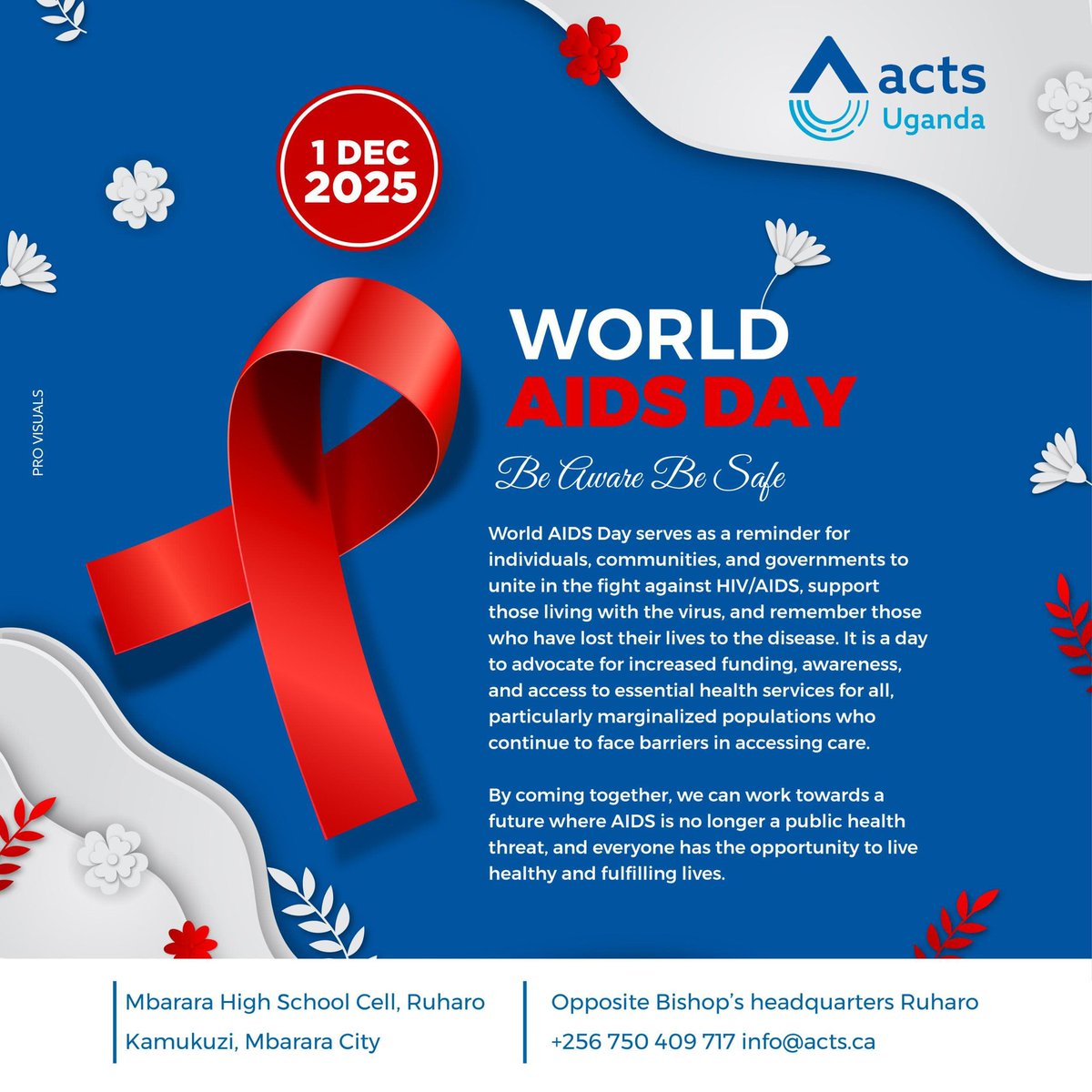 actsuganda's tweet photo. On #WorldAIDSDay, ACTS Uganda stands with communities affected by HIV/AIDS. As a #WASH organization, we know clean water💧, sanitation &amp; hygiene are vital for health, dignity &amp; treatment adherence.

End stigma. Promote prevention. Support care.

#ACTSUganda #WASHforHealth  #WASH https://t.co/oMrPQyGg5D