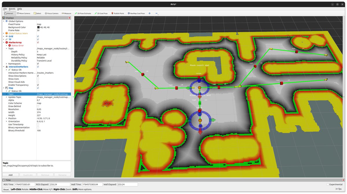 Fmrico's tweet image. Moving forward with our route server for #EasyNav and its route editor with interactive markers