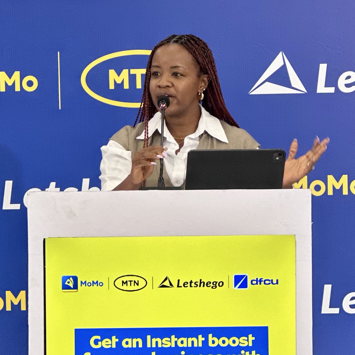 dfcugroup's tweet photo. Happening Now:

We are at the launch of the MoMo Agent Loans Marketplace, an exciting step forward in widening access to affordable digital credit for MoMo agents across Uganda.

We are proud to partner with @mtnmomoug to empower last-mile entrepreneurs.

#dfcuBusinessBanking https://t.co/czADxNp8MI