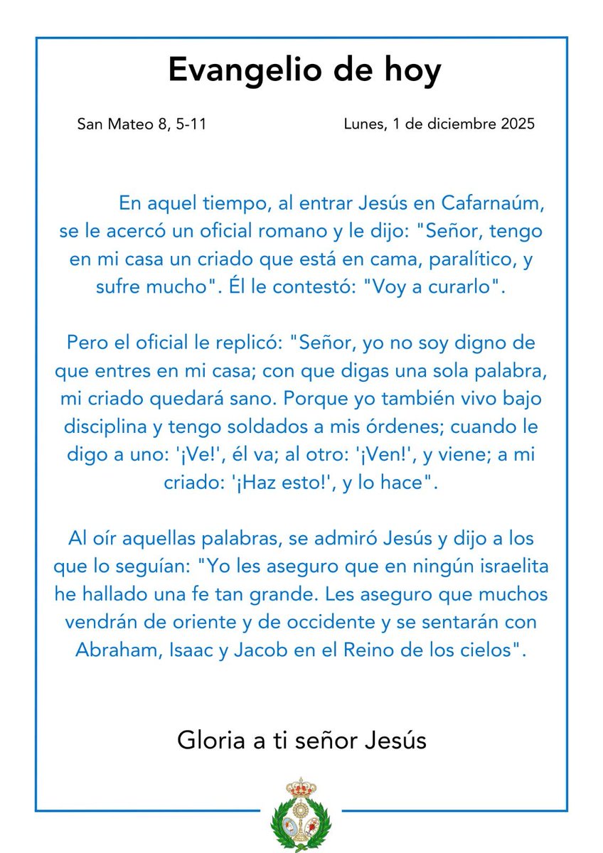 ✝️ EvangelioDeHoy, 📜San Mateo {8, 5-11)Puedes leerlo al completo deslizando ➡️ 

#SoydelaHiniesta 
#LaEstrellaSublime