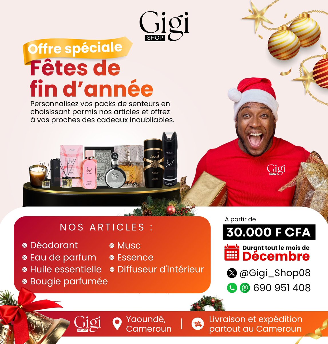 Fruit_2mer's tweet photo. 🎄✨ Les Packs Fêtes de fin d’année sont disponibles.

Offrez le charme des senteurs orientales: parfums, déos, musc, huiles essentielles, diffuseurs, bougies parfumées...😍
Composez votre coffret selon vos envies à partir de 30.000 F CFA.
📍Yaoundé 
Expédition partout au Camroun https://t.co/b6SVPrMhAC