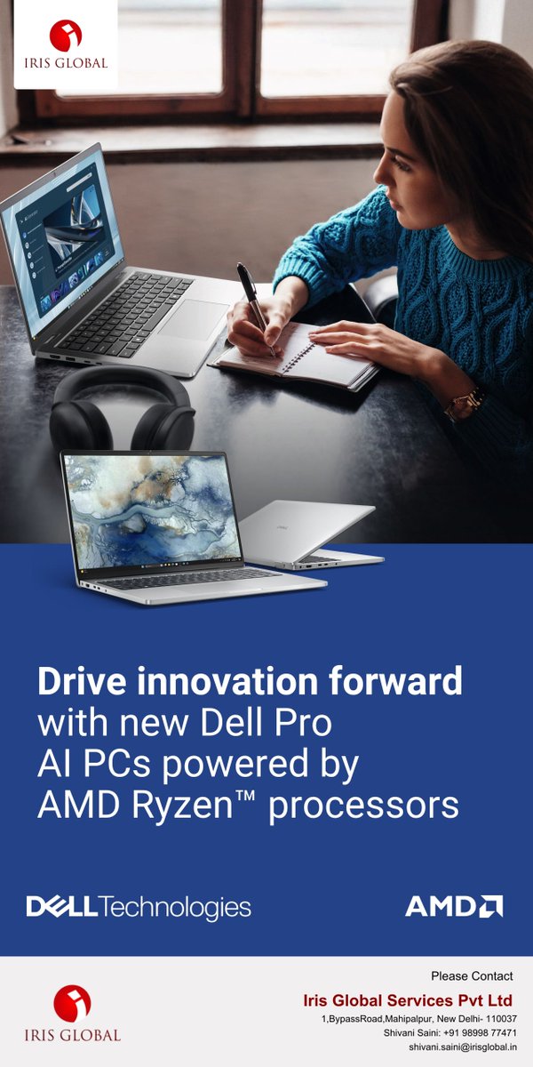 IrisGlobal1's tweet photo. Introducing Dell Pro AI PCs

#delltechpartners #DellTechnologies #DellProPCs #IrisGlobalServices #itdistributor

Shivani Saini : +91 9899877471
shivani.saini@irisglobal.in https://t.co/uXqyzB5DWo
