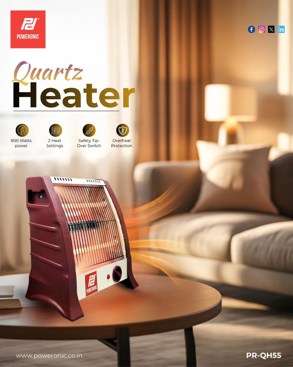 _poweronic's tweet image. Poweronic Quartz Heater gives you the warmth you need without the wait—enjoy efficient, safe, and powerful heating anytime. 📷📷
#Poweronic #QuartzHeater #InstantHeat #CozyVibes #Winter2025 #ComfortLiving #WarmYourSpace #StayCozy #poweronicindia #powerronic #PoweronicAppliances