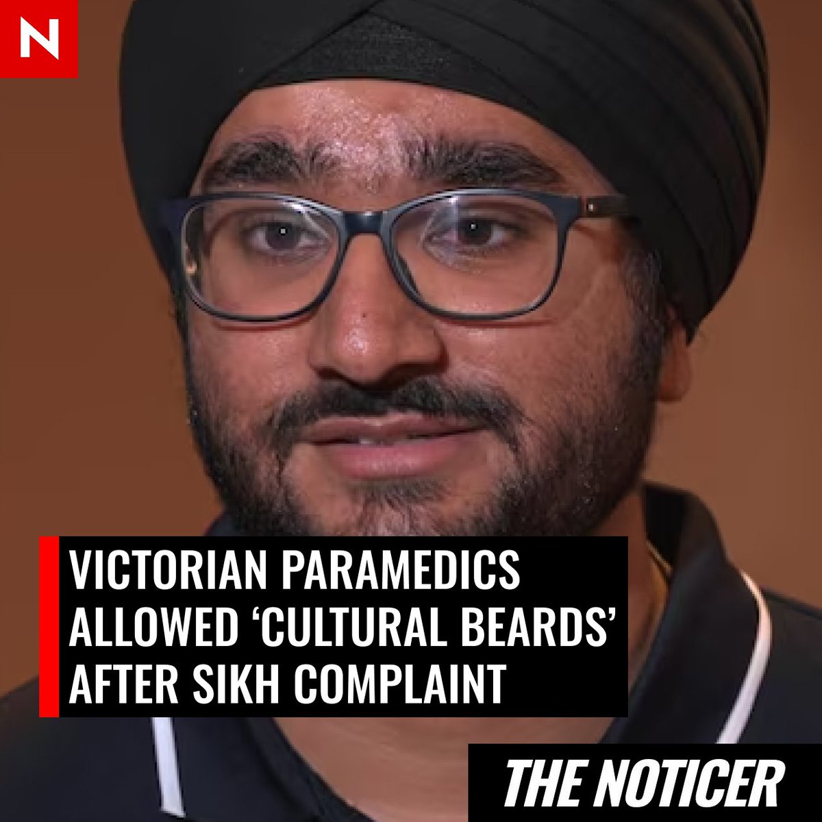 NoticerNews's tweet image. Paramedics in Victoria are now allowed &quot;cultural beards&quot; after a Sikh student made a racial and religious discrimination complaint.