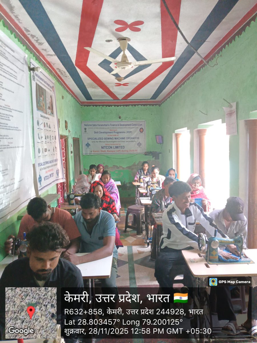 A Skill Development Training Programme in the job role of "Specialised Sewing Machine Operator" was organised at Kemri (Rampur) Uttar Pradesh for Manual Scavengers/ their dependents on 28-11-2025  under SRMS component of NAMASTE Scheme.