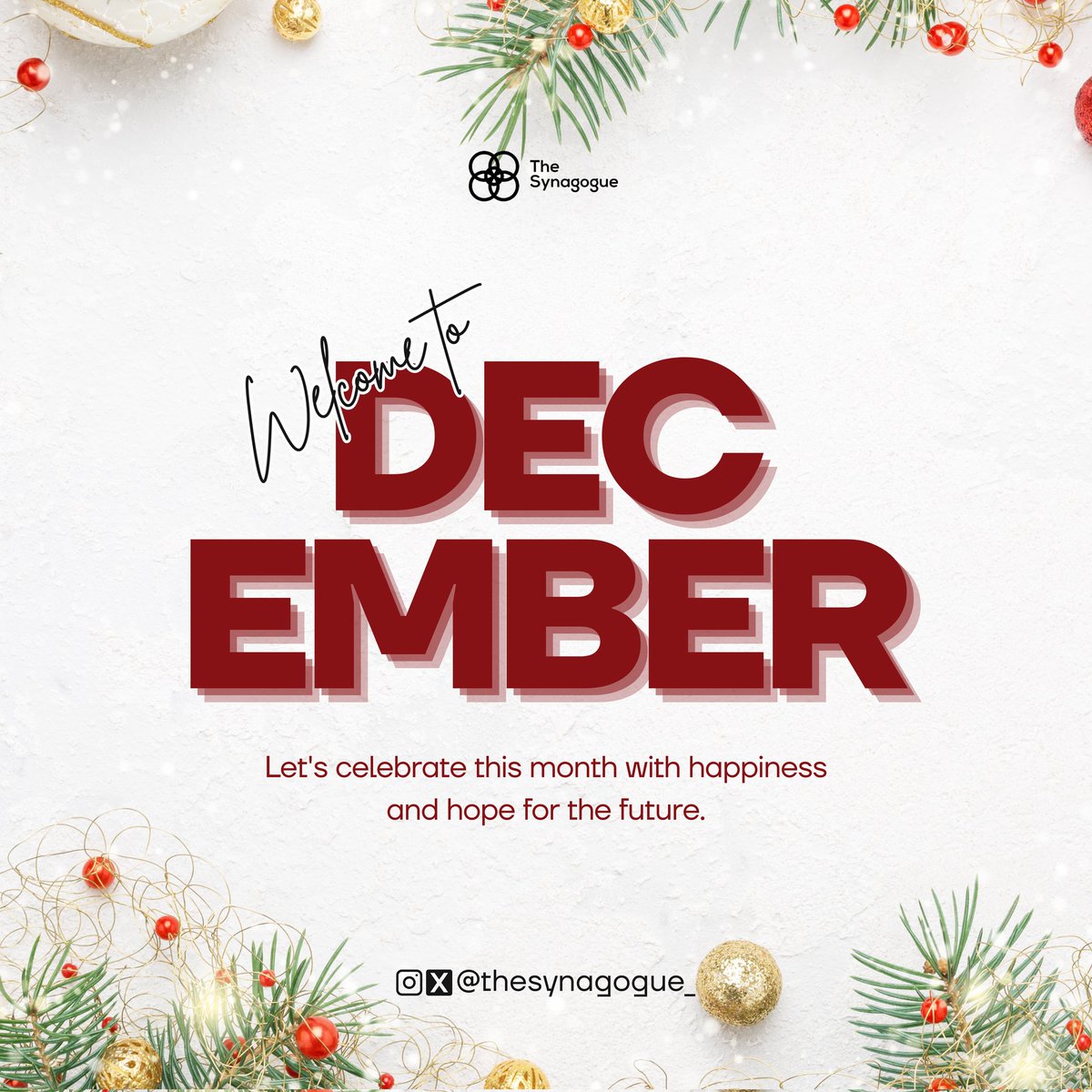 Thesynagogue_'s tweet photo. Wishing you a season overflowing with joy, love, and peace. 
From all of us @Thesynagogue_ , we wish you a Merry Christmas, Happy New Month, and a Prosperous New Year! 

#TheManTheMentalityAndTheMoney
#ChristmasSeason 
#PeaceAndJoy 
#Community
#PersonalGrowth

1/2 https://t.co/KOPQivyxIj