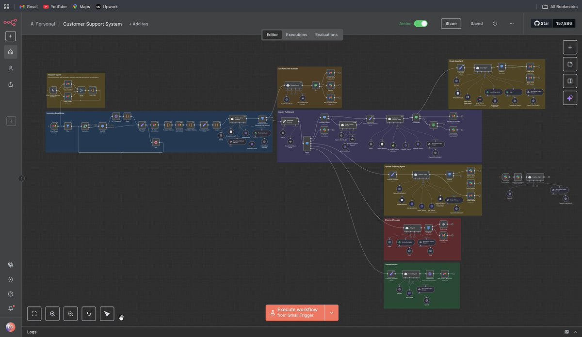 realodutola's tweet photo. Built this support automation for a company drowning in customer emails.

Now, every email is read, understood, connected to real Shopify order data, checks Supabase knowledge base, drafts a human-like reply, and sends it.
Refunds, shipping update, warranty, invoice – all handled automatically.

More than 90 percent of tickets resolved without typing.
Built fully in n8n.

This is what @autoflow_labs builds.

Want it for your business? Send a DM.