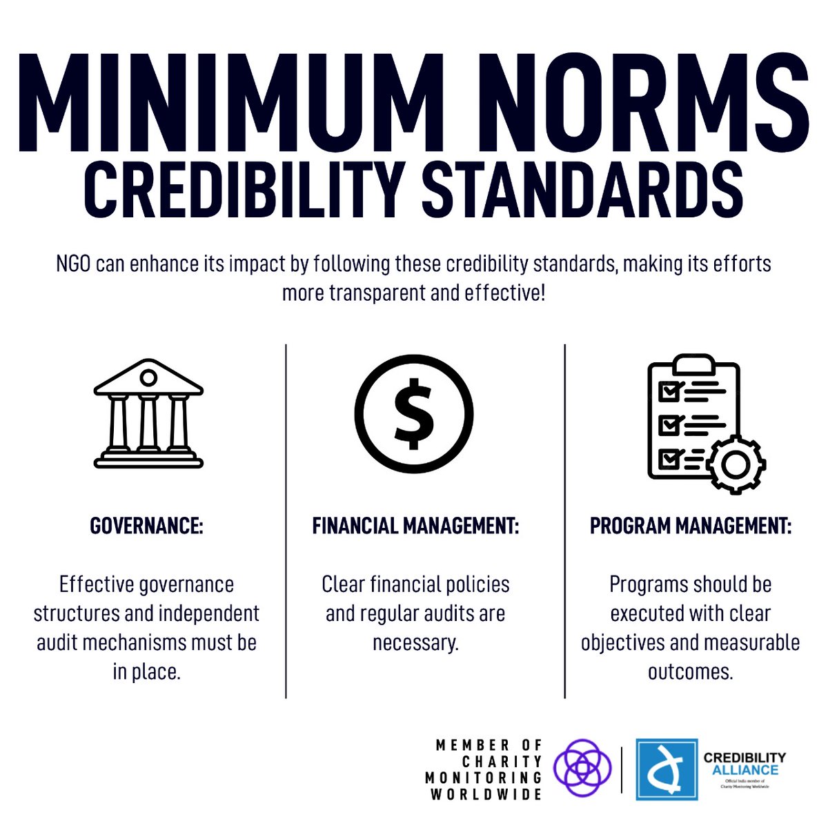 CredibilityA's tweet image. Stronger NGOs are built on trust. Credibility Alliance norms help organisations stay ethical, transparent and accountable so communities and donors know they can rely on every action taken. 

#CredibilityAlliance #NGO #TrustMatters #Transparency #Accountability #GoodGovernance