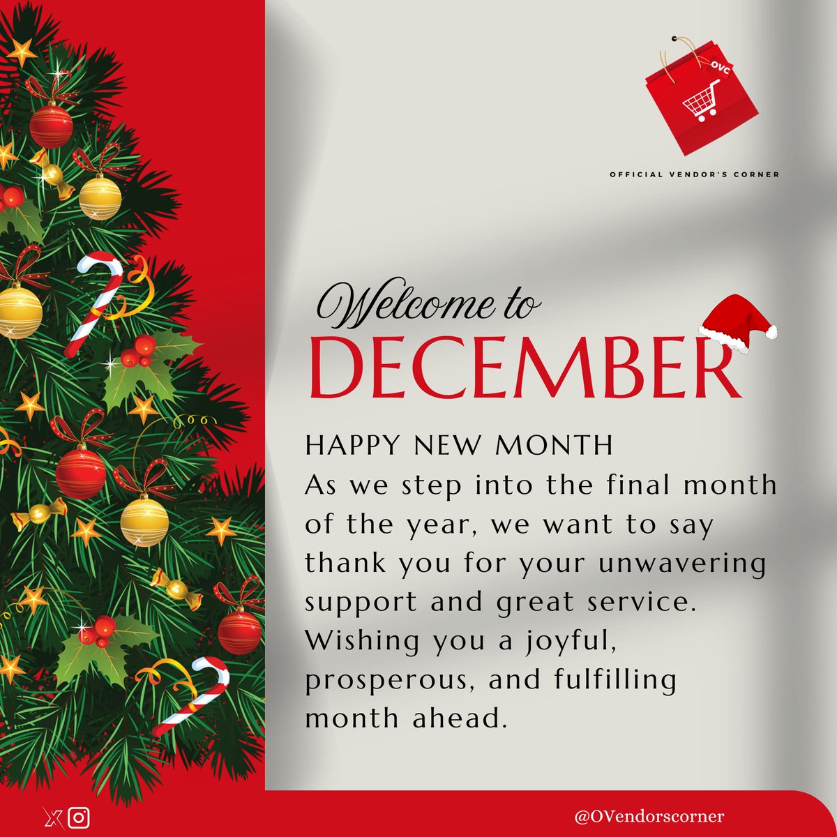 Welcome to December — the month of completion and new opportunities!
Thank you for being a reliable vendor all year. May this month reward you with progress, clarity, and profitable results.
#TagOVC #December #NewMonth