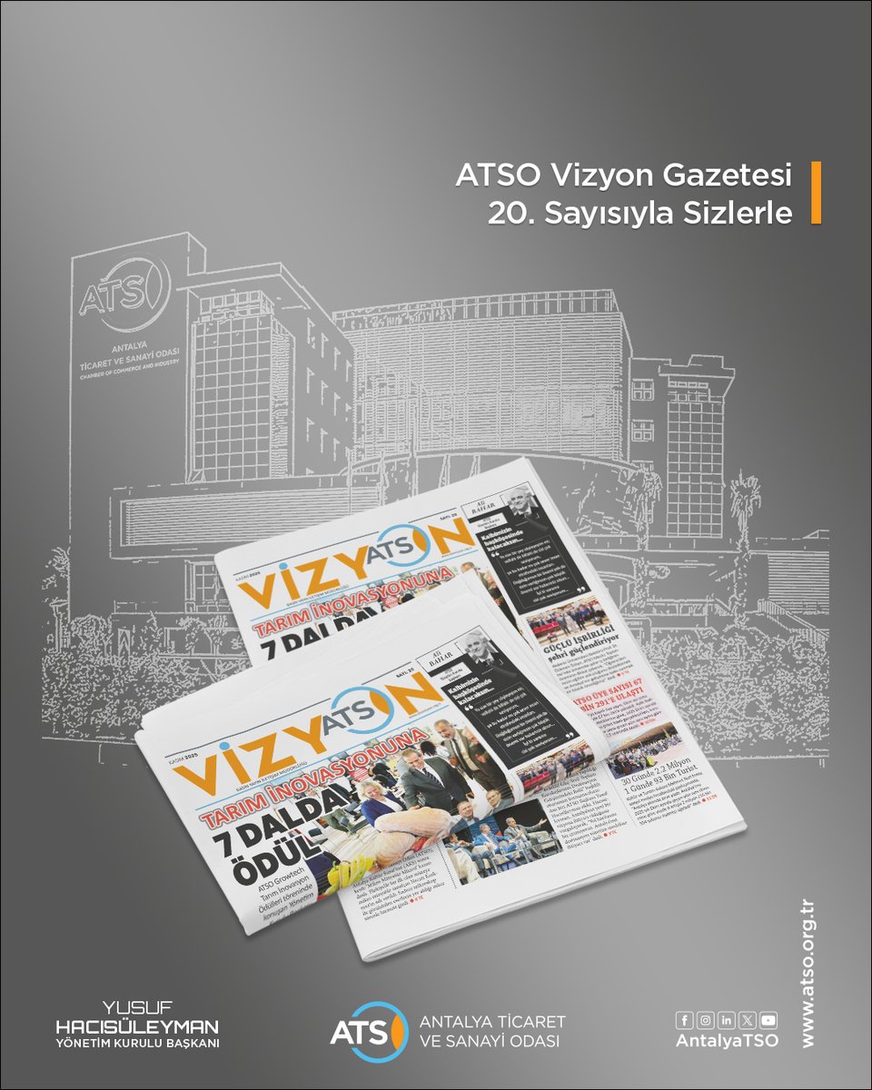 AntalyaTSO's tweet photo. ATSO Vizyon gazetesinin Kasım 2025 sayısı için web sitemizi ziyaret edebilirsiniz!

👉 https://t.co/a4HxvysnQA

@YHacisuleyman07 @bogachangoksu @HakanPakalin @MuratTOTOS @eczhaticeoz @huseyinsari_sar @KAPALIYOL @AhmetKasapoglu8 @aozgurkaragoz @behcetulker @aslisahintekin @TOBBiletisim @RHisarciklioglu