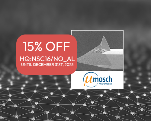 NanoAndMore's tweet photo. 🚨 Monthly Promotion Alert! 🚨
Get 15% OFF on @MikroMasch HQ:NSC16/No_Al, until December 31st, 2025!
📅 Offer valid until: December 31st, 2025
🛒 Shop now: https://t.co/JfdgXaQADB
#LimitedTimeOffer #NanoAndMore #MikroMasch #AFMProbe #NSC16 #longcantilever https://t.co/Up7lfHa68X