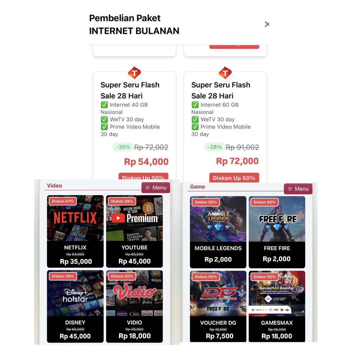 Halo Halo Semuaa !!
Yang lagi pake kartu Telkomsel terus mau beli paketan / pulsa / apk / top up games bisa nih. Lagi ada promooo sampe akhir Desember 2025. Mungkin berminat bisa langsung DM aku 🫰🏻🤗

#wtb #wts #telkomsel #zonauang