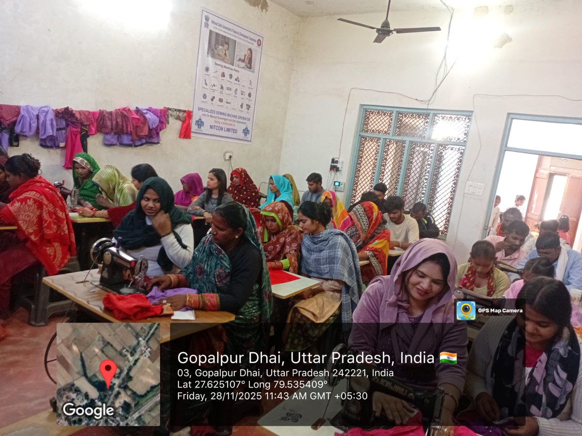 A Skill Development Training Programme in the job role of "Specialised Sewing Machine Operator" was organised at Dhai (Shahjahanpur)  (U.P) for Manual Scavengers/ their dependents on 28-11-2025  under SRMS component of NAMASTE Scheme.
