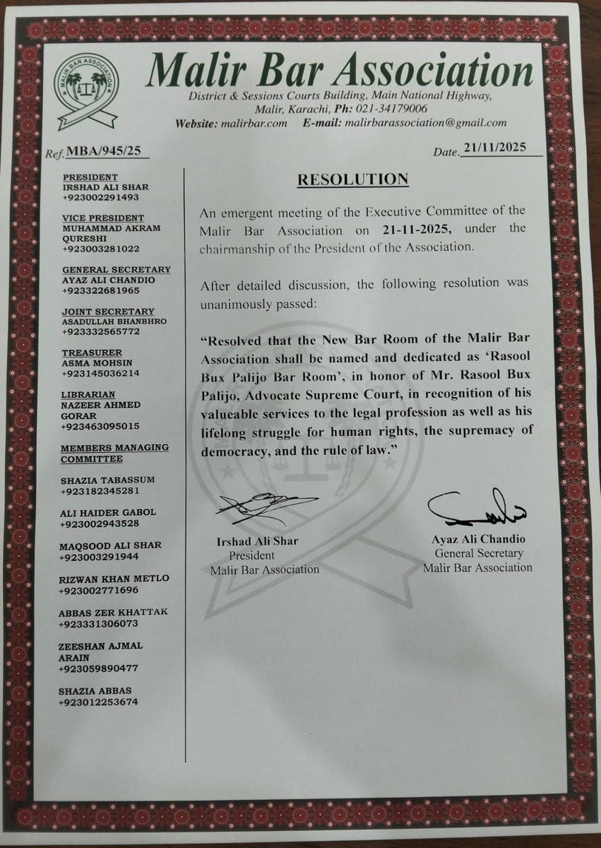 Well done dear comrade Ayaz chandio and Maleer Bar Association 
#RasoolBuxPalijo