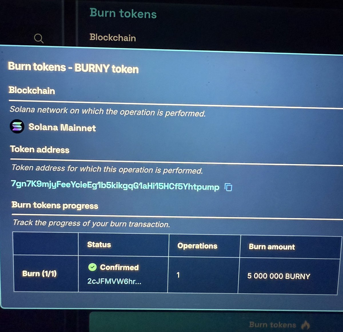 Imadev27's tweet photo. Decided to burn another 5 million before I sleep 🔥🔥 💤 

#burny #burn #sol #dev #nextup https://t.co/y2cntmx6mg