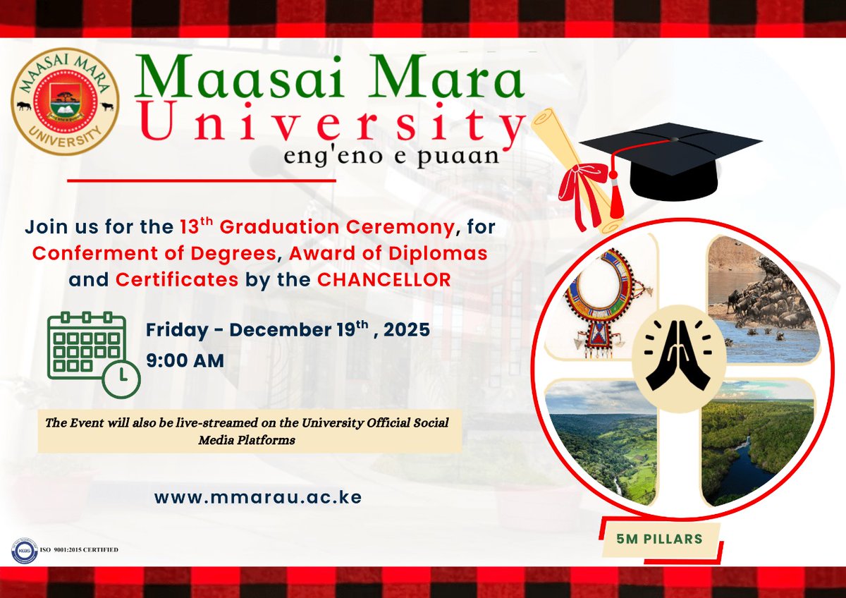 MMaraUniversity's tweet photo. The Count Down Begins! Are you even ready?
The finish line is finally in sight, and the excitement is truly real. With every sunrise, the moment draws closer the moment you’ll step onto that stage, hear your name, and move boldly into the next chapter of your life.
#18DaysToGo https://t.co/zzFgqgtSPq