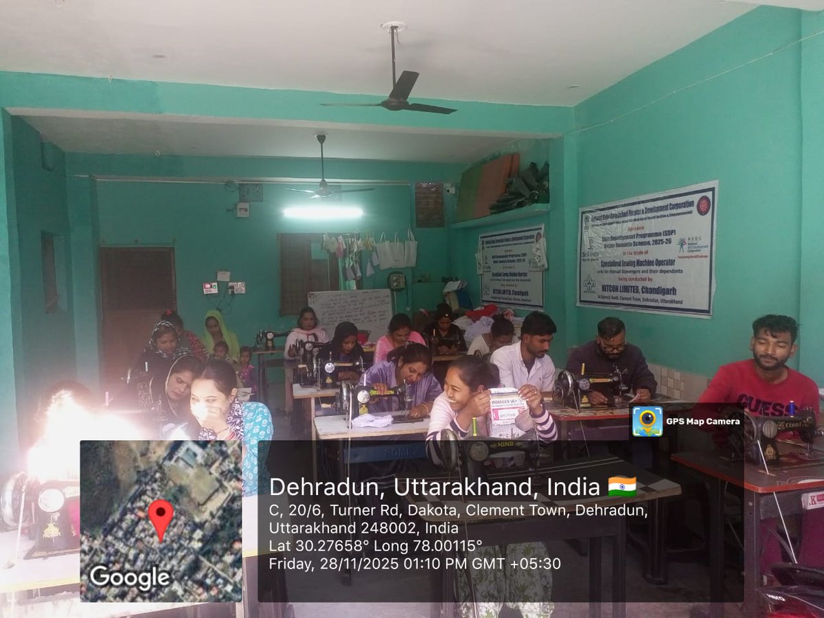 A Skill Development Training Programme in the job role of "Specialised Sewing Machine Operator" was organised at Caliment Town (M) Dehradun (Uttarakhand) for Manual Scavengers/ their dependents on 28-11-2025  under SRMS component of NAMASTE Scheme.