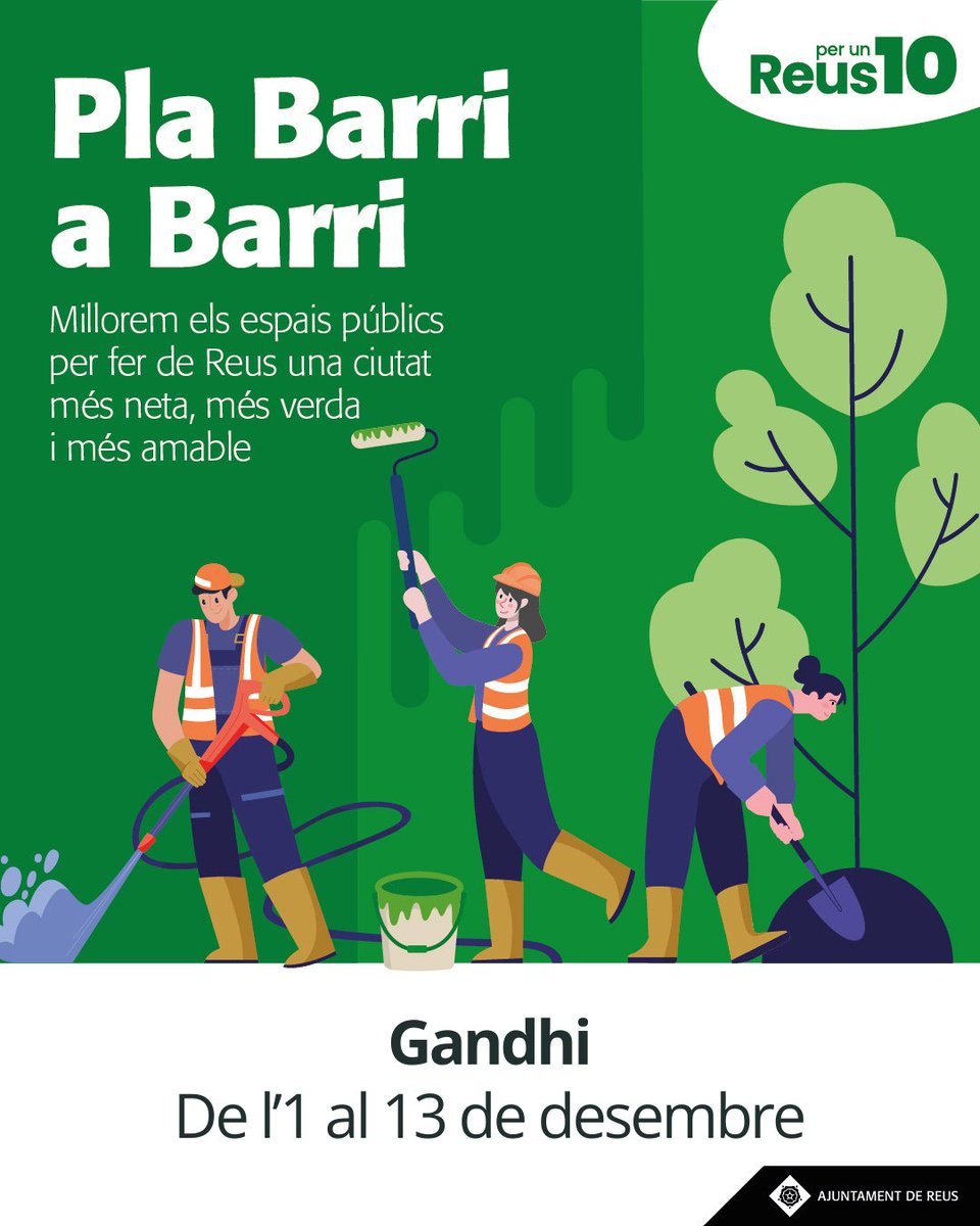 Comencem la primera setmana de feina del pla Barri a barr de manteniment integral de la via pública a l'entorn de Gandhi, i continuem la segona al Nucli Antic: neteja, jardineria, paviments, contenidors, etc.