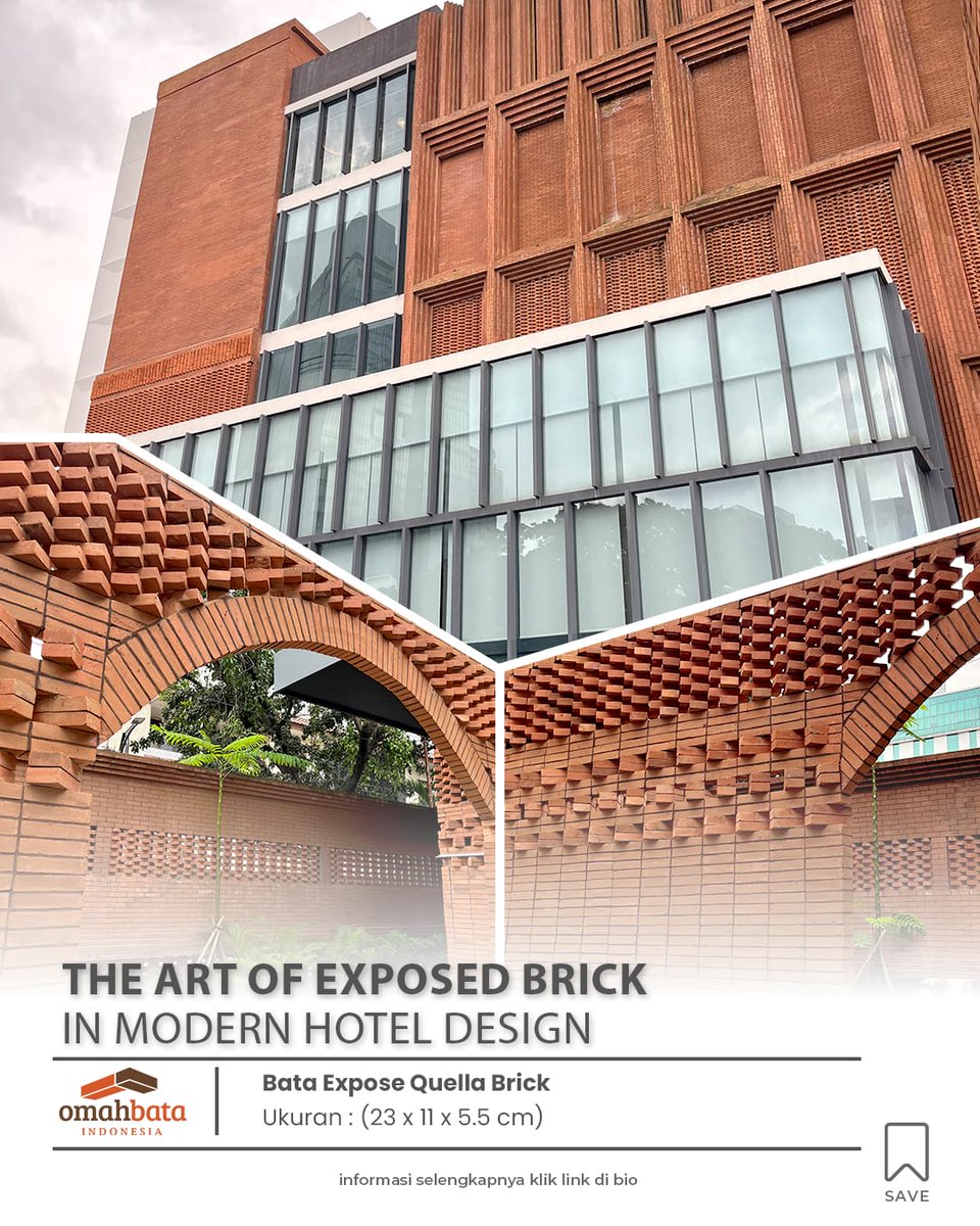 omahbata's tweet photo. #HotelMorissey yang mengusung konsep exposed brick sebagai elemen utama fasadnya. Seluruh sisi luar hotel didominasi oleh penggunaan #BataExpose Quella Brick berwarna merah bata alami yang tersusun dengan sangat presisi, memberikan karakter arsitektur yang kuat. https://t.co/pxe8pJrnfA