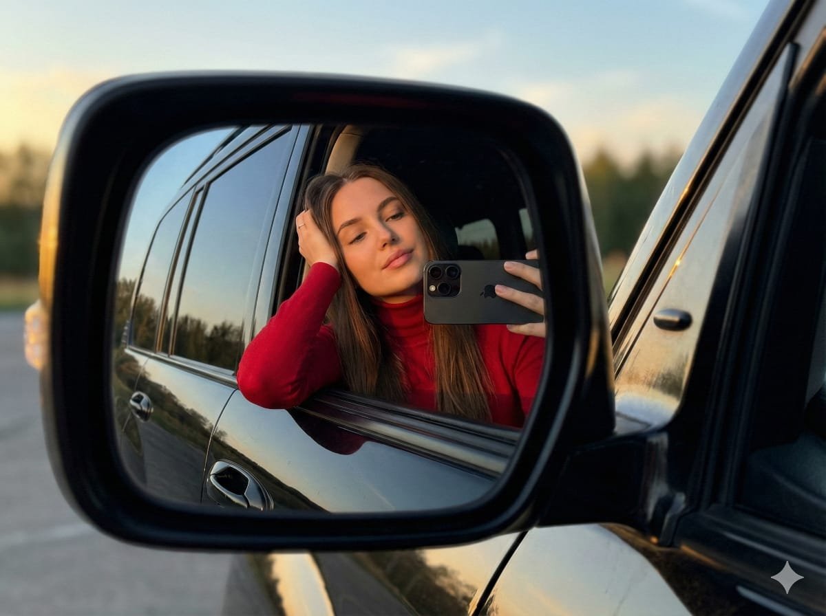 MahnoorAi12's tweet image. Gemini 3.1 Nano banana Pro
Prompt 
{
  &quot;image_generation_prompt&quot;: {
    &quot;subject&quot;: {
      &quot;description&quot;: &quot;Young woman with long brown hair&quot;,
      &quot;pose&quot;: &quot;Leaning gently on car window, resting head on one hand, relaxed and confident&quot;,
      &quot;action&quot;: &quot;Taking a selfie in the…
