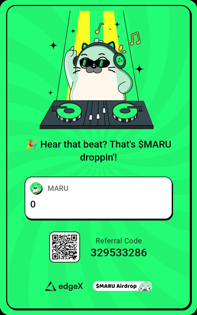 brhym398995's tweet photo. 🎉 Hear that beat? That's $MARU droppin'!

🦭Join us and claim your share: https://t.co/ydqfkTvEO6
#edgeX #Airdrop #MARU
Use my referral code: 329533286

https://t.co/5EK02cV0v2 https://t.co/niKyeqEFv1