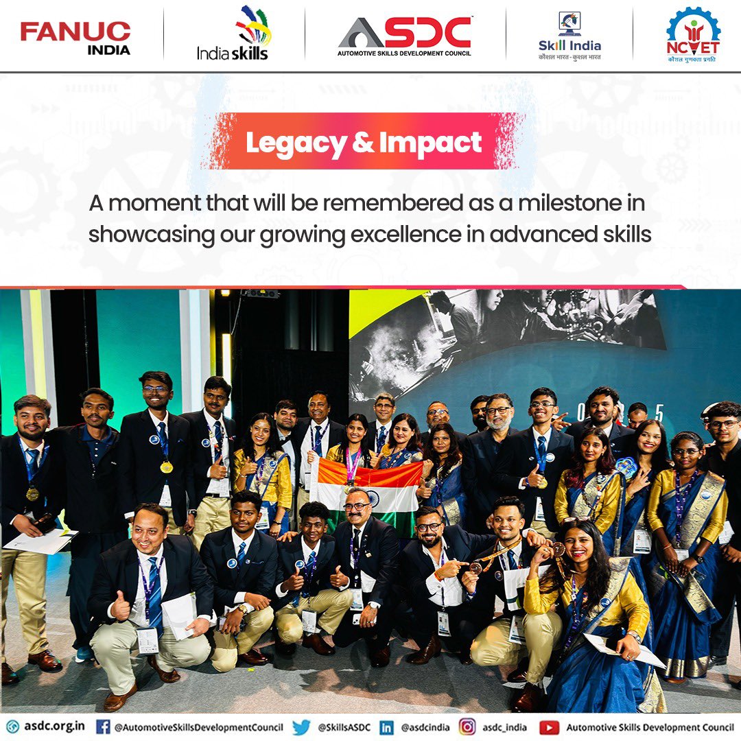 SkillsASDC's tweet photo. A proud moment for all of us as Team India secured the Bronze Medal in Robot System Integration at WorldSkills Asia Taipei 2025.
#WorldSkillsAsia #Taipei2025 #TeamIndia #RobotSystemIntegration #BronzeMedal #IndiaShines #SkillIndia #GlobalSkills #FutureOn #HandsOnFutureOn https://t.co/yGN4WMS19o