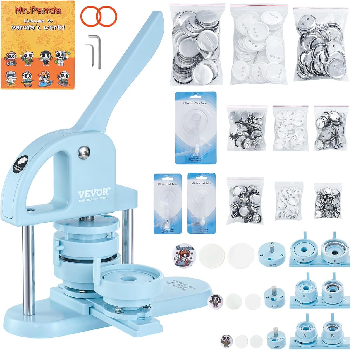 babyfashionusa's tweet image. VEVOR Button Maker, 1/1.25/2.28 inch(25/32/58mm) 3-in-1 Pin Maker, 300pcs Button Parts, Ergonomic Arc Handle Punch Press Kit, Button Maker Machine with Panda Magic Book, for Children DIY Gifts, Blue

Price :  $73.09

sovrn.co/140r3o5

#ad #Maker 

Image Credit :  amazon