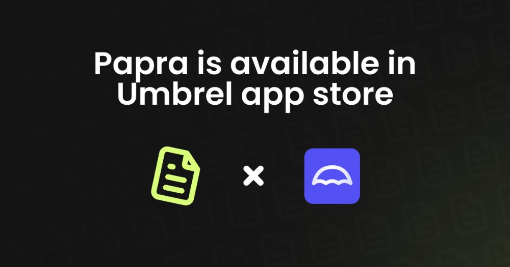 papra_app's tweet image. Papra is now available in the @umbrel app store 🙌

You can now one-click install Papra on your Umbrel server and start archiving your documents 💪

#OpenSource #SelfHost #FOSS
