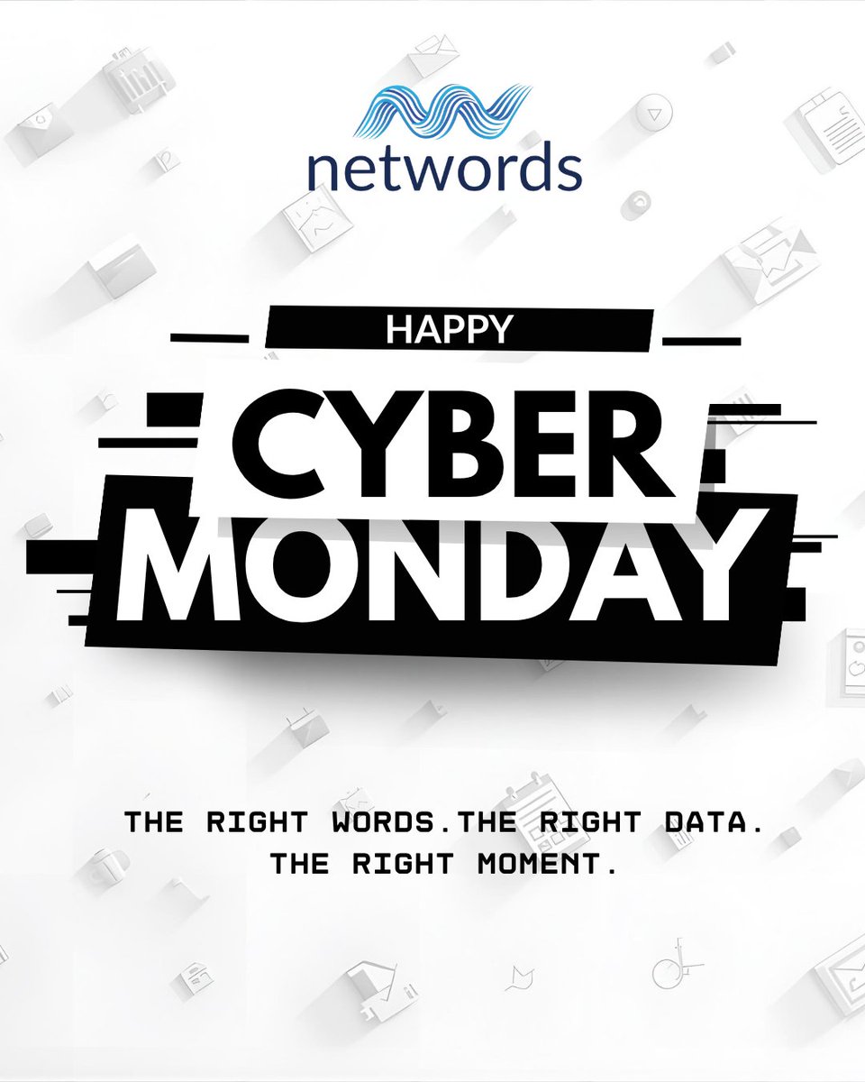 NetwordsDigital's tweet photo. Cyber Monday isn’t just about sales — it’s about strategy. 💻💥 The right words, the right data, the right moment. That’s how clicks become customers and chaos becomes conversions. 🌊✨ #CyberMonday #Networds #DigitalStrategy #MarketingMadeHuman https://t.co/3Zmq179l7F